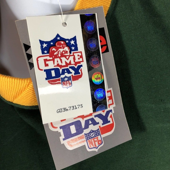 Vintage Deadstock NWT Green Bay Packers 3/4 Sleeve Shirt M Game Day 90s 1998 - Picture 5 of 12